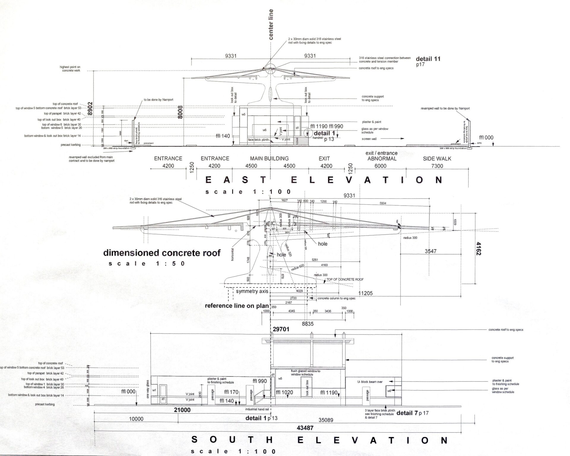 Walvis Bay Container Terminal — elevations and section