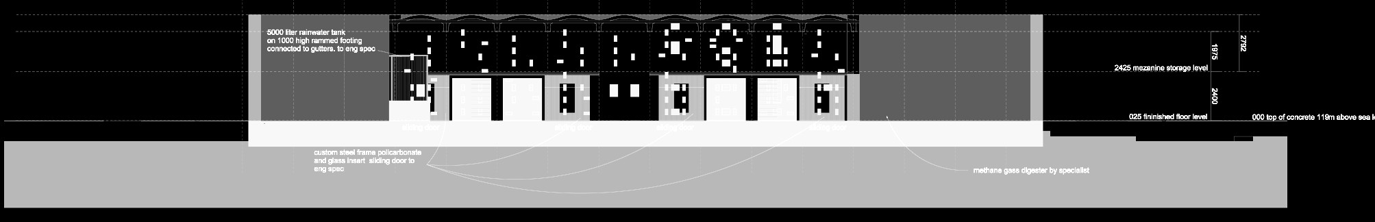Fort Gaia — section D:D, courtyard elevation