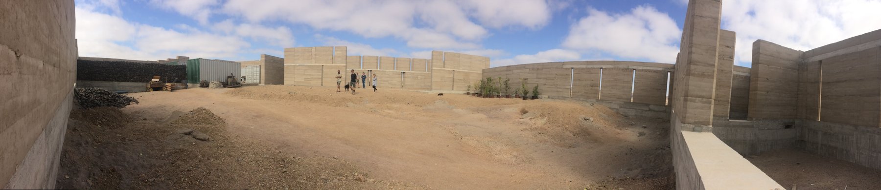 Rammed earth walls — first lifts