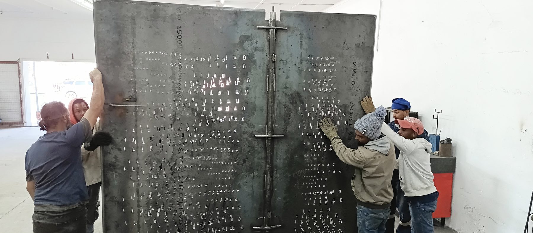 Entrance door — workshop fabrication