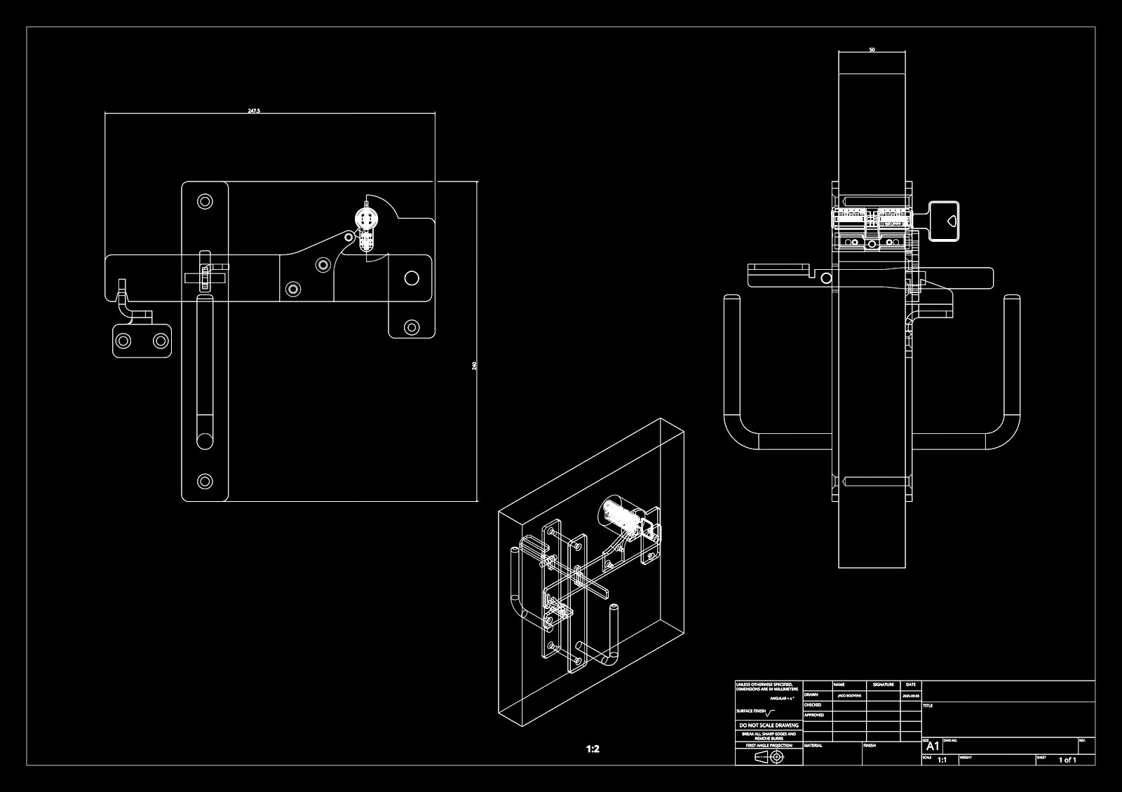 Grendel latch — assembly drawing