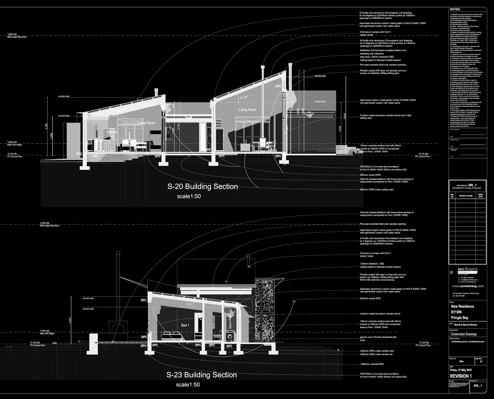 House Wentzel — building sections