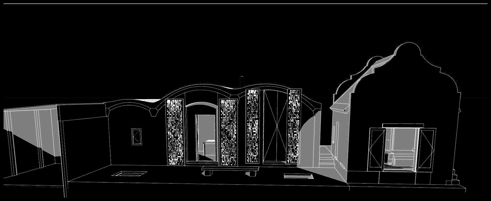 Asymmetrical vaults — courtyard perspective