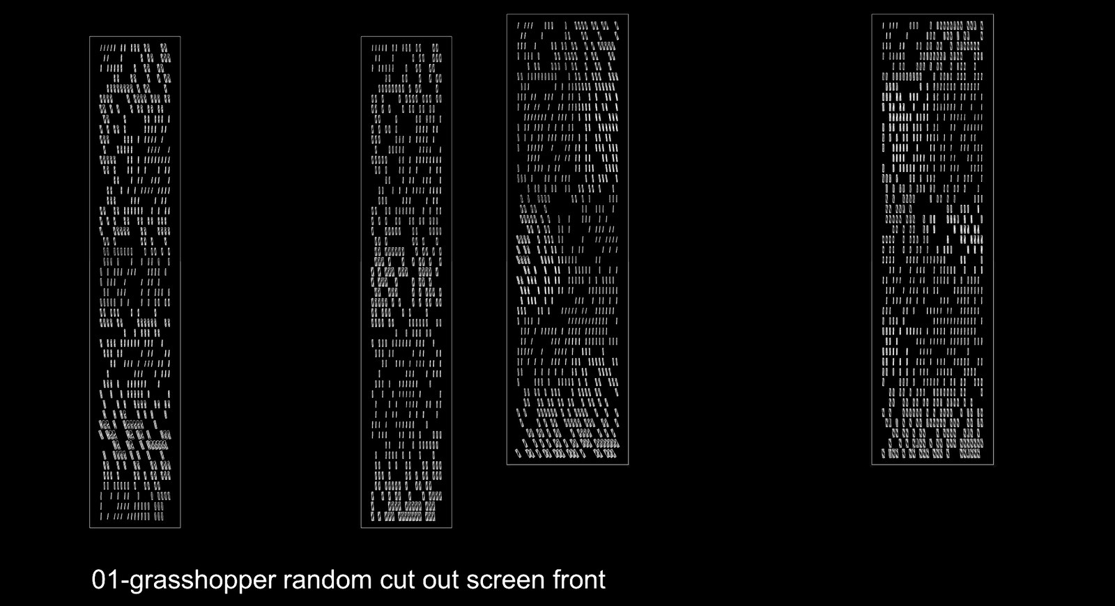 Asymmetrical vaults — Grasshopper random cut-out screen, front